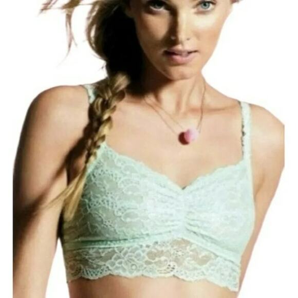 Victoria's Secret PINK Lace Racerback Bralette Mint Unlined Small - Picture 9 of 9